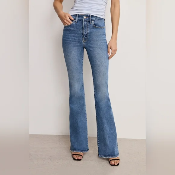 EUC Good American Size 6/28 Good Legs Mid Rise Flare Blue Jeans!! - Picture 5 of 16